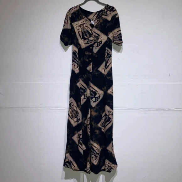 Vintage Black and cream super wide leg jumpsuit - Picture 4 of 13